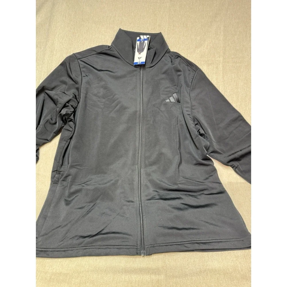 adidas Men's Black Track Jacket Zip Closure Long Sleeve L/G 100% Polyester